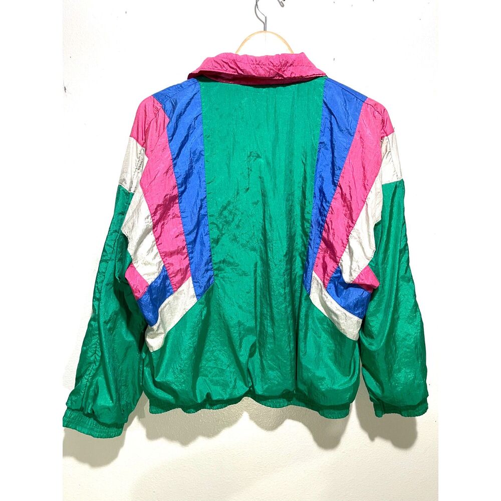 Casual Isle windbreaker jacket vtg colorblock colorful green 80's Y2K women's SP